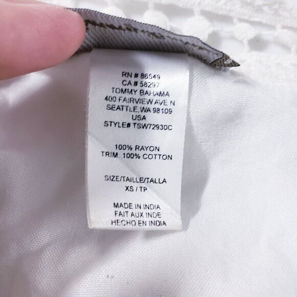 Tommy Bahama Womens XS White Rayon Swimsuit Coverup Pullover V-Neck Lace Kimono - Picture 9 of 9